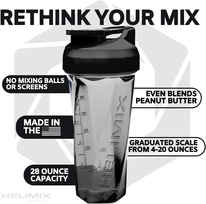 HELIMIX 2.0 Vortex Shaker Bottle 28oz - No Blending Ball or Whisk - USA Made - Dishwasher safe (Top Rack)