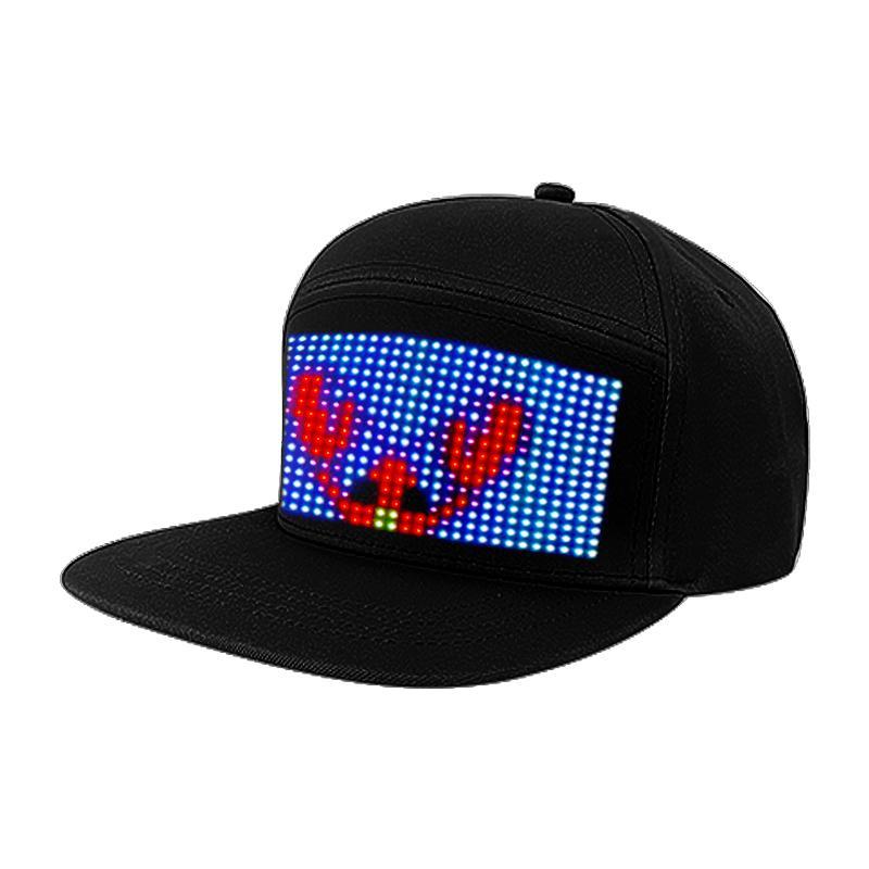 LED Programmable LED Message Hat, Rechargeable Luminous Baseball Cap with APP Control, Light Up Scrolling LED Display Cap for Car Motorcycle