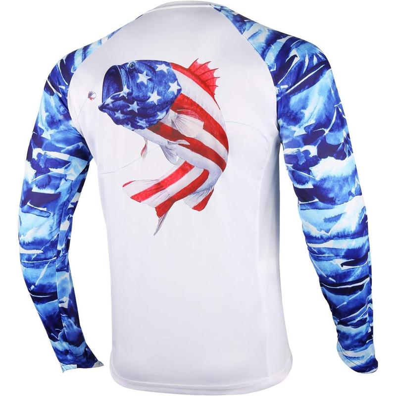 Fishing Shirt for Men Long Sleeve Sun Protection UV UPF 50+ T-Shirts with Pocket