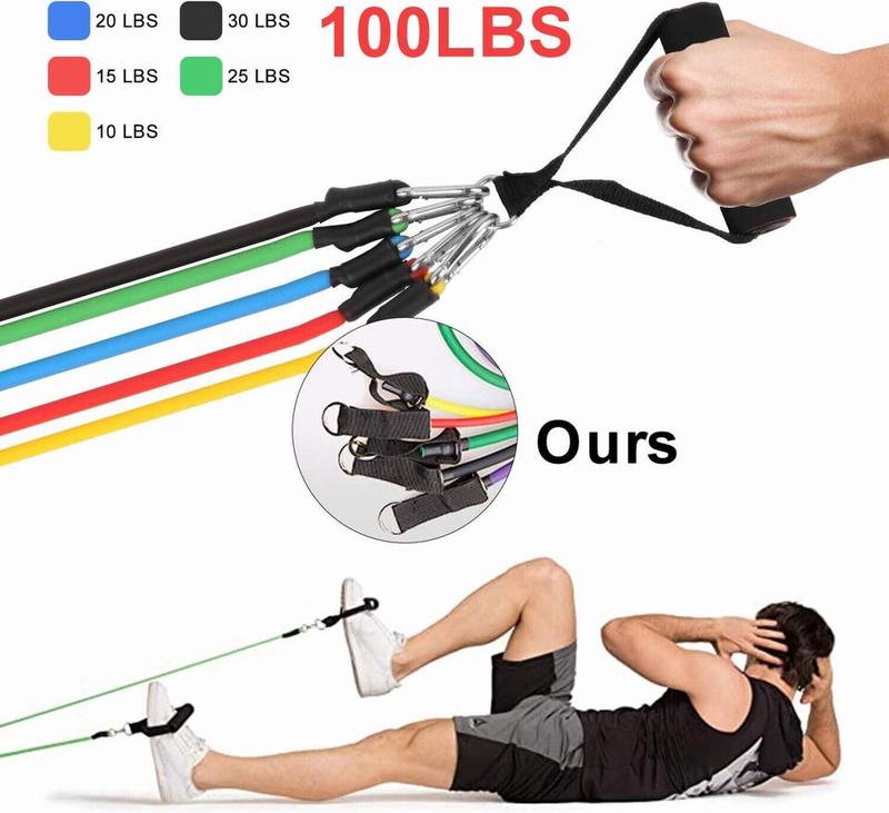 11 PCS Resistance Band Set Yoga Abs Exercise Fitness Tube Gym Home Workout Bands