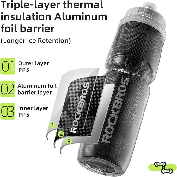 ROCKBROS Bicycle Water Bottle 670ml Insulate Bottle Riding PP5 Material Keep Cold Insulation Bike Accessories