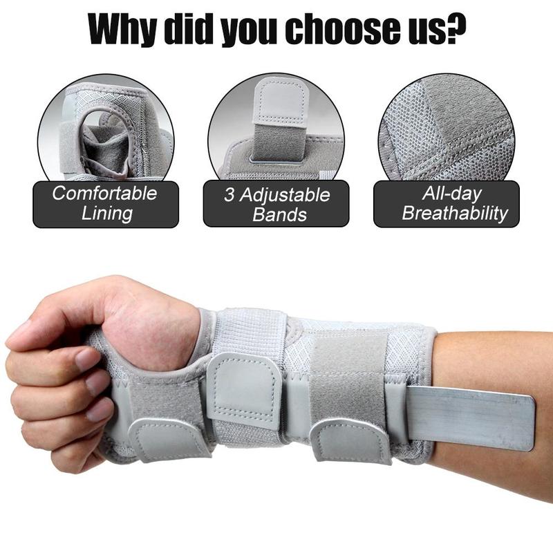 Adjustable Wrist Brace, 1 Count Wrist Support Brace with Splints, Hand Support for Men Women Wrist Sprain, Sports, Fitness