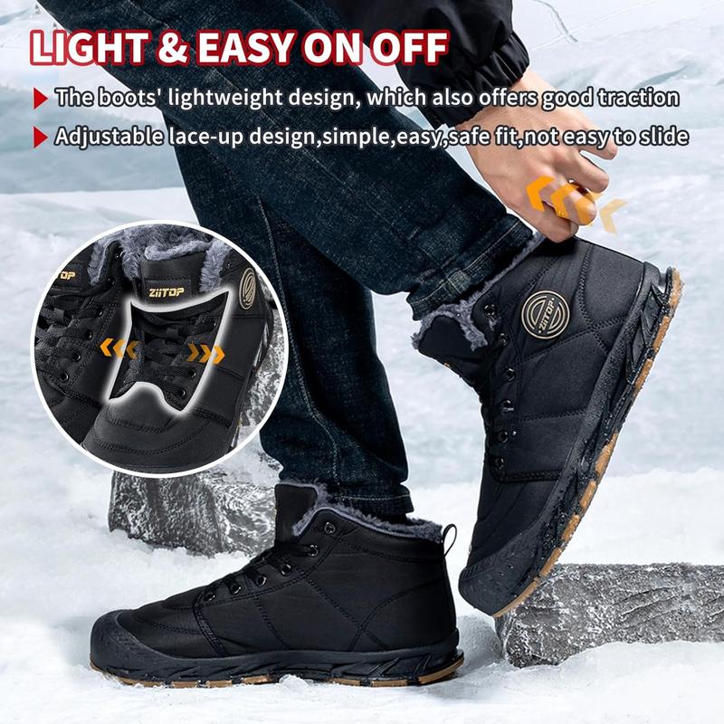 Mens Winter Snow Boots Trekking Snow Boots, Winter Boots for Men Waterproof Fur Lined Warm Winter Boots Men Lace up Snow Ankle Shoes Outdoor Anti-Slip Lightweight Hiking Boot