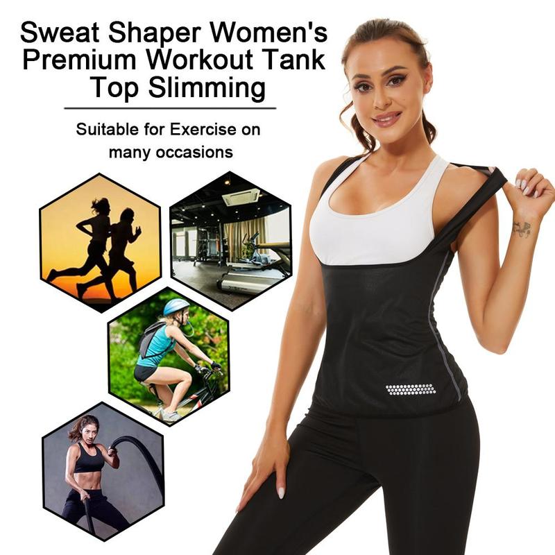 Sauna Vest Women Sweat Fited Waist Trainer Hot Compression Exercise Enhancement Womens Sauna Suit for Fitness Yoga,Built-In Chest Support, Meticulous Stitching, and Striking Silver Logo for an Enhanced Fitness Look and Feel