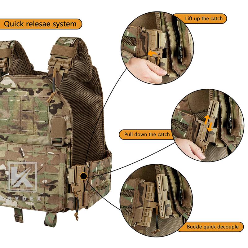 KRYDEX Quick Release Molle Plate Carrier Body Armor Airsoft Tactical Combat Vest With Plates tactical vest