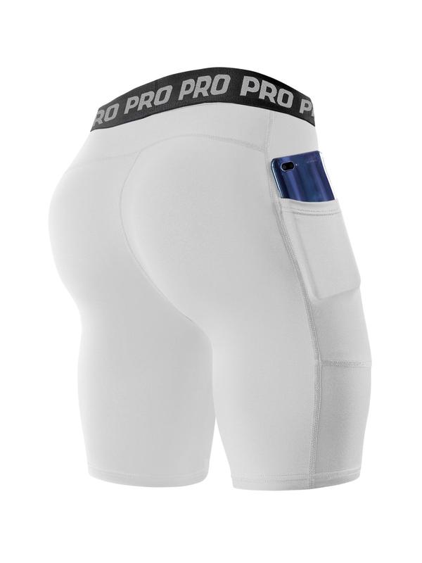 Men's Letter Print Pocket Sports Shorts, Quick Drying Breathable Comfortable Sports Shorts, Gym Shorts, High Stretch Sports Shorts for Gym Workout Running, Shorts for Men, Gym Clothing