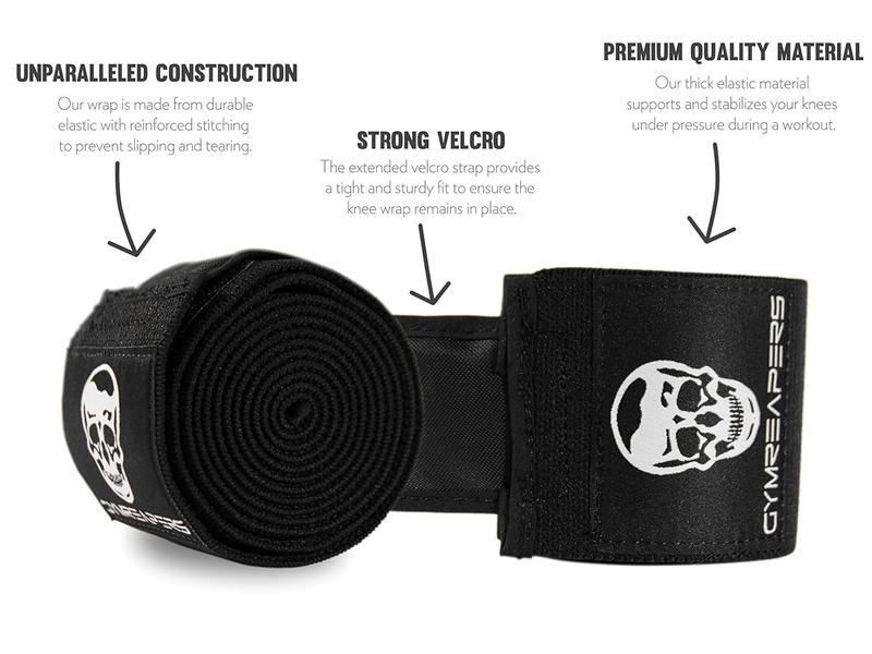 Knee Wraps (Pair) With Strap for Squats, Weightlifting, Powerlifting, Leg Press