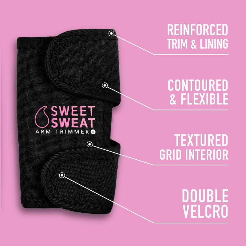 Sports Research Sweet Sweat Arm Trimmers for Men & Women | Increases Heat & Sweat Production to The Bicep Area | Includes Mesh Carrying Bag (Pink, Large)