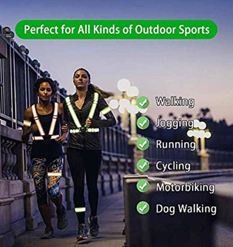 Reflective Vest Running Gear 2Pack, High Visibility Adjustable Safety Ves for Night Cycling,Hiking, Jogging,Dog Walking