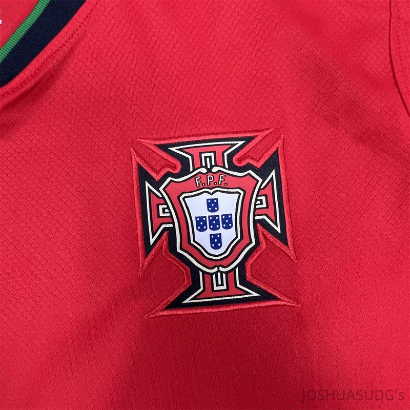 Euro 2024 Portugal Home Cristiano Ronaldo NO.7 Red Short Sleeve Football Jersey