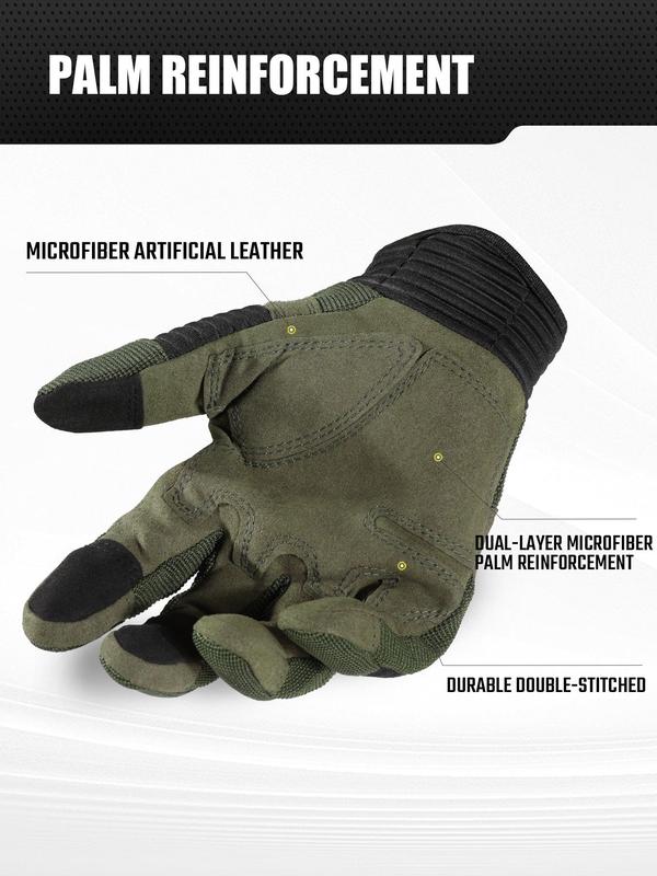 Touch Screen Full Finger Gloves, Outdoor Wear-resisting Sports Work Driving Riding Hiking Camping Climbing Motorcycle Anti-slip Gloves, Men Women Sports Accessories