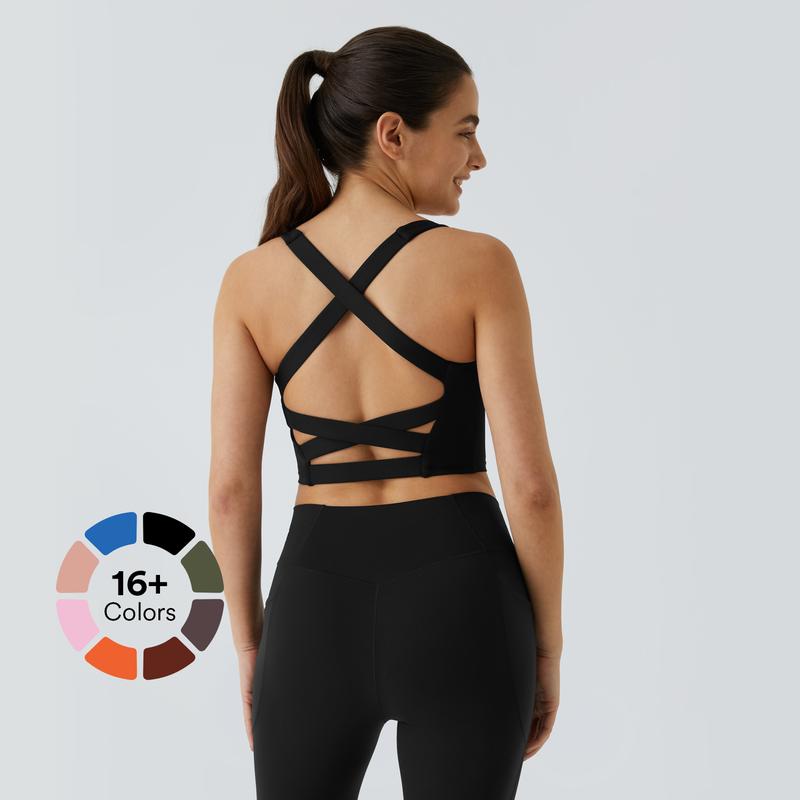 Halara Softlyzero️ Airy Square Neck Backless Crisscross Cropped Cool Touch Yoga Tank Top