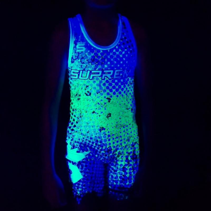 SUPREME GLO Singlets (Glow in the dark singlet),  Made from 277 gsm spandex lycra,  unparalleled comfort and durability