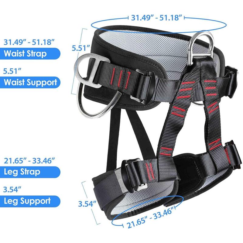 Climbing belts, Thicken Professional Safety Belt with Magnesium Alloy Connection Ring, Climbing Gear for Tree Climbing, Fire Rescue, Rappelling