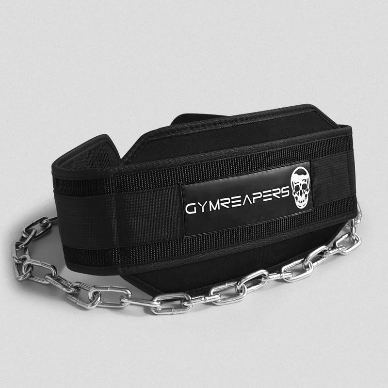 GYMREAPERS Dip Belt with Heavy-Duty Steel Chain for Weighted Dips, Chin-Ups & Squats - Black