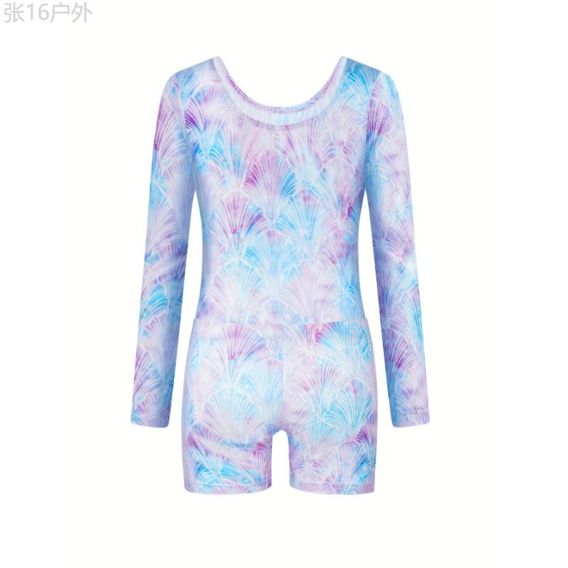 3pcs Fish Scale Graphic Girls Trendy Gymnastics Suit Leotard Outfits For Dance Performance Gift