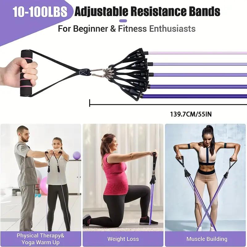 Resistance Bands Set For Working Out, 150LBS Exercise Bands, Workout Bands With Handles, Legs & Ankle Straps For Muscle Training, Body Shaping & Physical Therapy