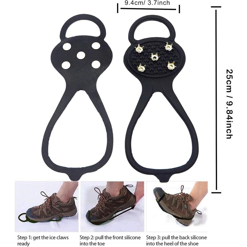 Universal Non Slip Gripper Spikes for Shoes, Ice Traction Cleat Grips with Steel Studs Crampon for Ice Sports