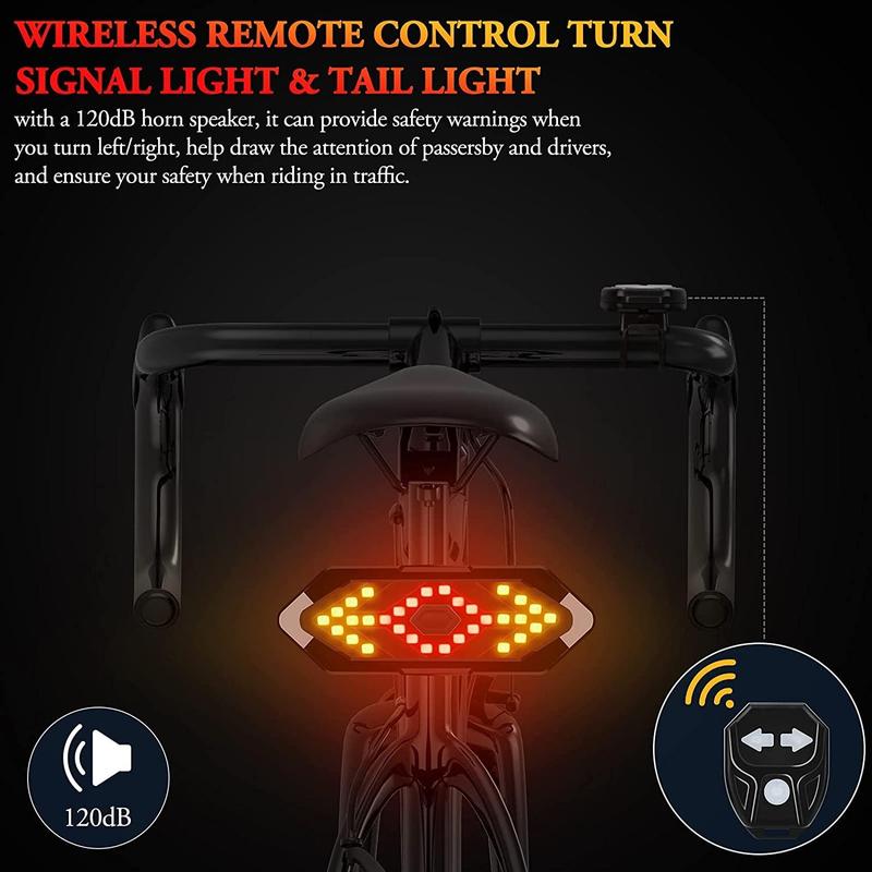 Outdoor Rechargeable Bicycle Tail Turning Signal Light, Bicycle Rear Light, Bicycle Safety Warning Light, Cycling Accessories, Bike Accessories, Bike Light, Outdoor Sports Supplies, Bike Attachments, Gym Equipment, Christmas Gift