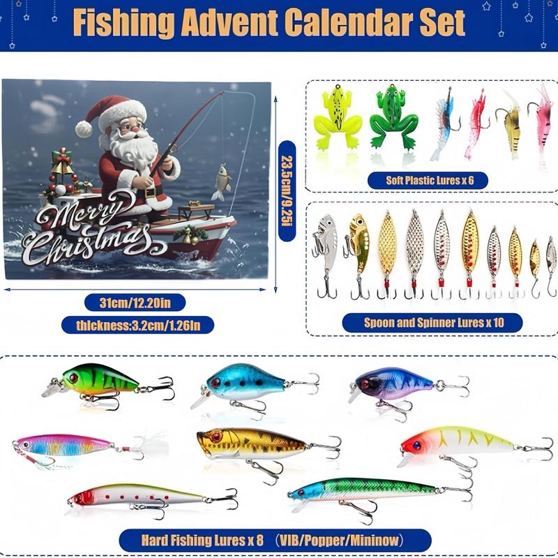 Fishing Lure Blind Box, 1 Set 24 Days Countdown Fishing Lure Advent Calendar, Fishing Gift, Fishing Supplies, Party Gifts