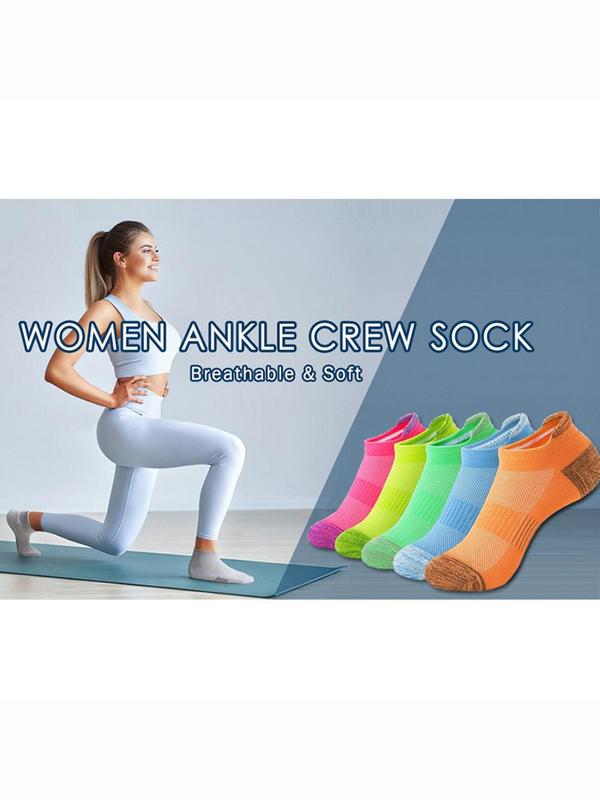 Women's Striped Print Sports Socks, Sporty Breathable Comfortable Ankle Socks, Multipack Knit Socks for Women, Athletic Socks for Daily Wear