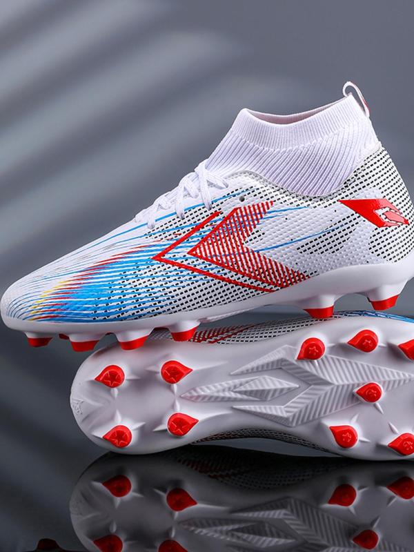 Sporty Men's All Over Print High-Top Lace-Up Football Boots, Breathable Non-Slip Spiked Football Shoes, Professional Soccer Shoes for Outdoor Training