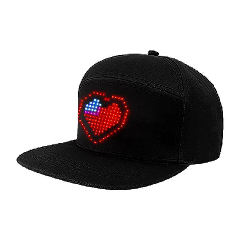 LED Programmable LED Message Hat, Rechargeable Luminous Baseball Cap with APP Control, Light Up Scrolling LED Display Cap for Car Motorcycle