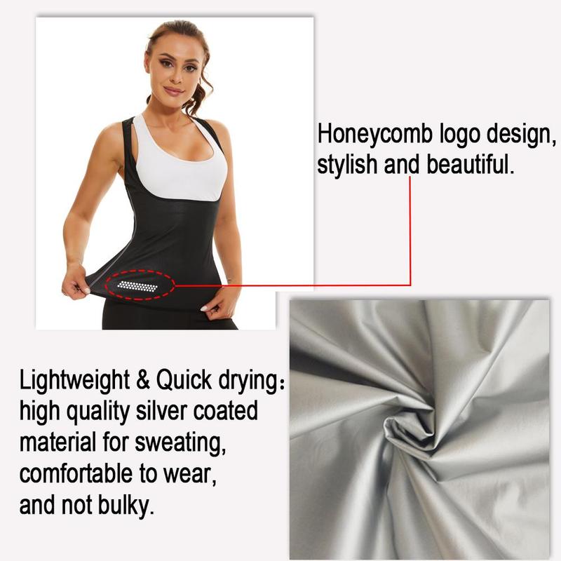 Sauna Vest Women Sweat Fited Waist Trainer Hot Compression Exercise Enhancement Womens Sauna Suit for Fitness Yoga,Built-In Chest Support, Meticulous Stitching, and Striking Silver Logo for an Enhanced Fitness Look and Feel