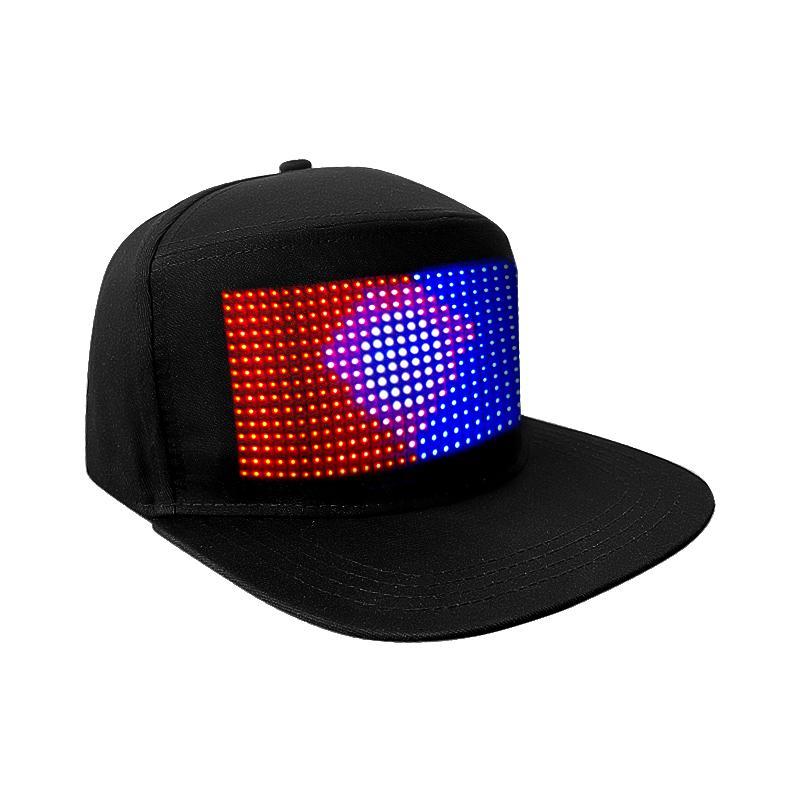 LED Programmable LED Message Hat, Rechargeable Luminous Baseball Cap with APP Control, Light Up Scrolling LED Display Cap for Car Motorcycle