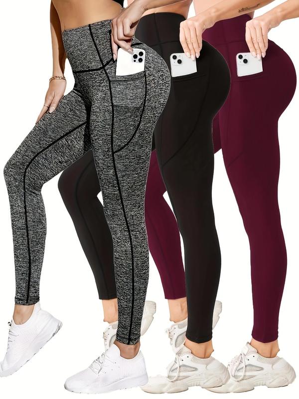 Women's High Waist Pocket Sports Leggings, Tummy Control Butt Lift Yoga Pants, Back-to-School Clothing, Gym Leggings for Women, Yoga Pants, Ladies Sportswear for Workout Gym Running, Fall Outfits 2024