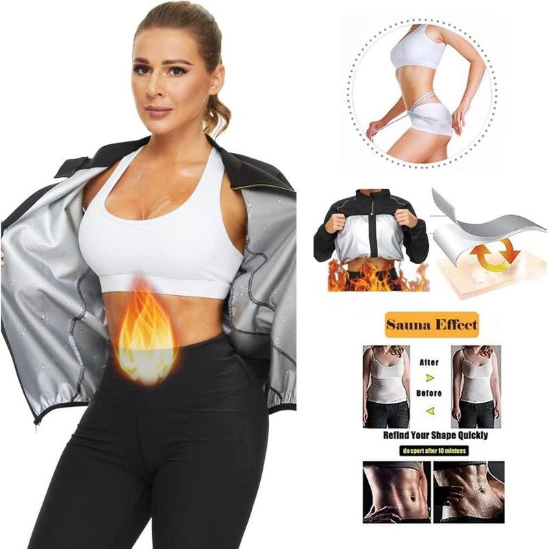 Sauna Suit for Women  Jackets Workout Shirt Long Sleeve Slimming Tops Zipper  Shaper Fitness Gym Exercise