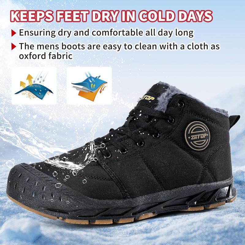 Mens Winter Snow Boots Trekking Snow Boots, Winter Boots for Men Waterproof Fur Lined Warm Winter Boots Men Lace up Snow Ankle Shoes Outdoor Anti-Slip Lightweight Hiking Boot