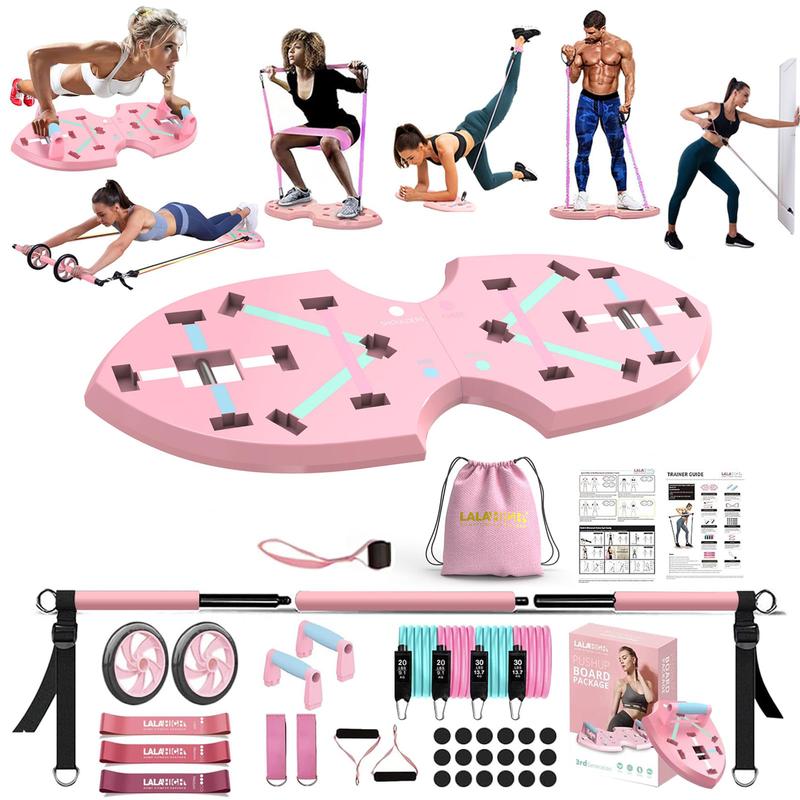 LALAHIGH H01 Butterfly-shaped push-up board : Multi-Functional Push Up Bar with Resistance Bands, Portable Home Gym, Strength Training Equipment, Push Up Handles for Perfect Pushups, Home Fitness for Women