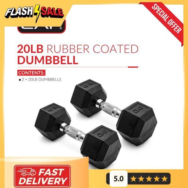 CAP Barbell, 20lb Coated Rubber Hex Dumbbell, Pair