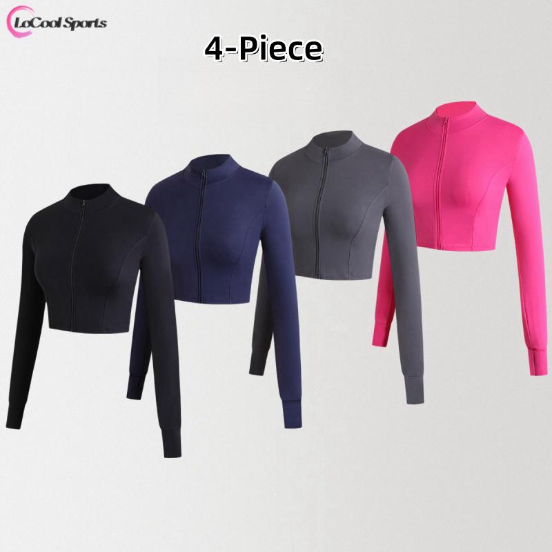 4-Piece 2024 New Women's Sports Jacket -High-Strength, Abrasion-ResistantCrop Zip-Up for Gym, Running, andOutdoor Activities -Stylish andFunctional Fall Winter Activewear