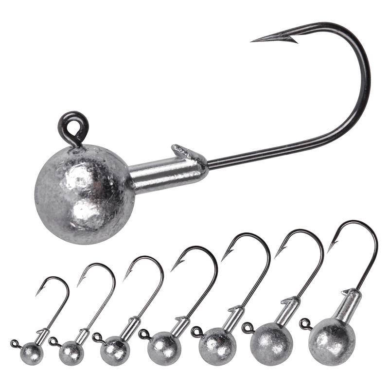 Jig Head Fishing Hook (10pcs set), Round Ball Jig Head Hook, Weedless Fishhook, Soft Worm Fishing Accessories For Outdoor Fishing