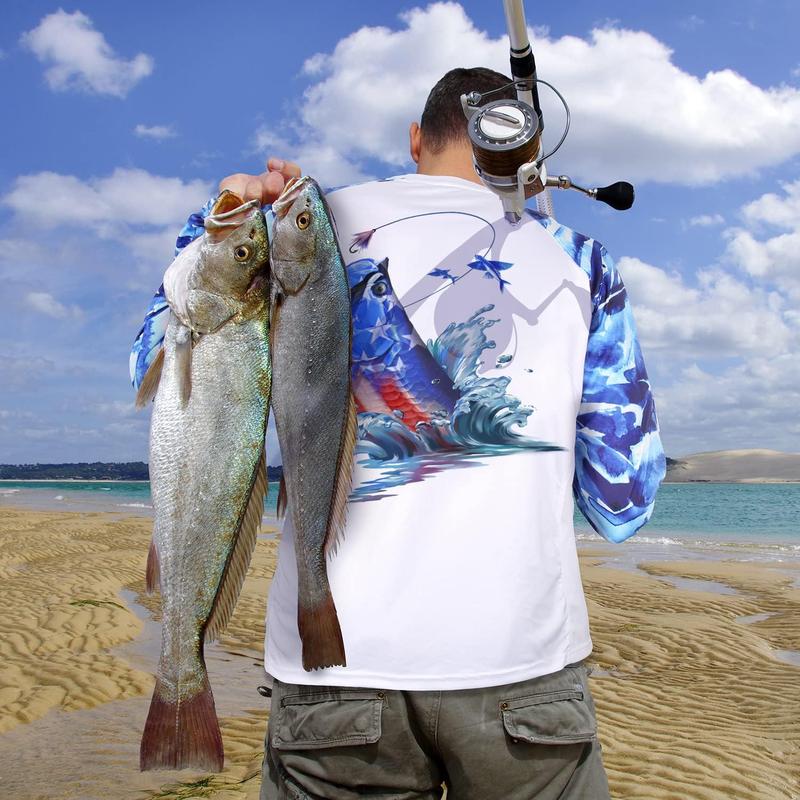 Fishing Shirt for Men Long Sleeve Sun Protection UV UPF 50+ T-Shirts with Pocket