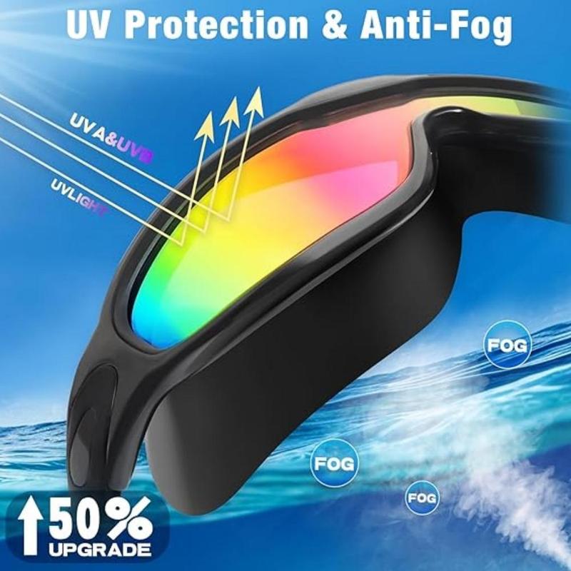 Swimming Goggles, 2 Counts Anti-fog Anti-uv Swimming Goggles, Wide Field View Water Sports Equipment for Adults & Teenagers Swimming Gear