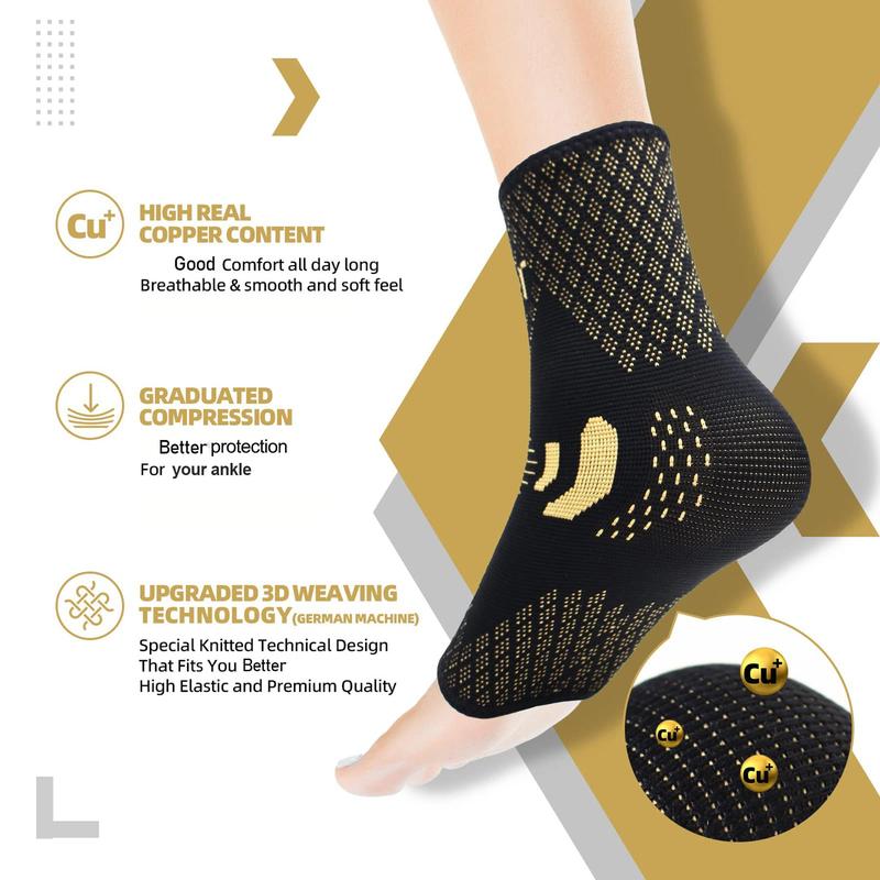 Lightweight Breathable Copper Ankle Pads (1 Pair), Suitable for Tennis, Long Jump, Mountain Climbing and Other Sports, Protective Gear, Christmas, Christmas Gift