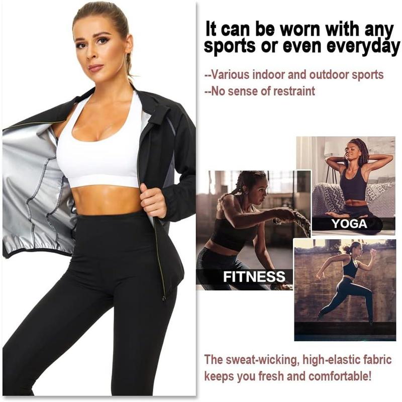 Sauna Suit for Women  Jackets Workout Shirt Long Sleeve Slimming Tops Zipper  Shaper Fitness Gym Exercise