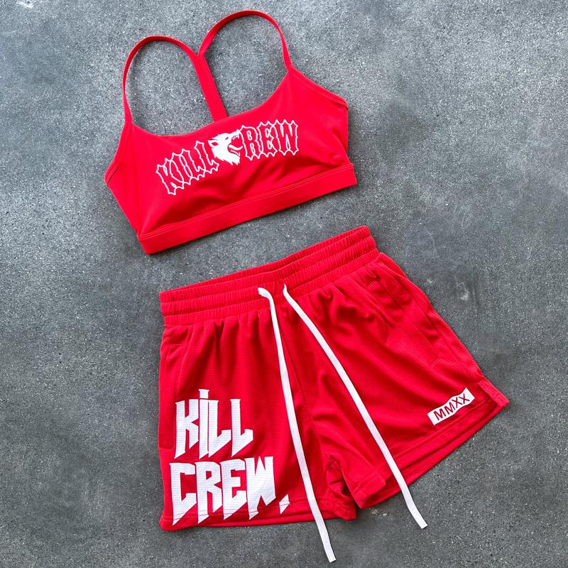 [Kill Crew] Classic Sports Bra - Red   White, Womens, Gymwear, Comfortable