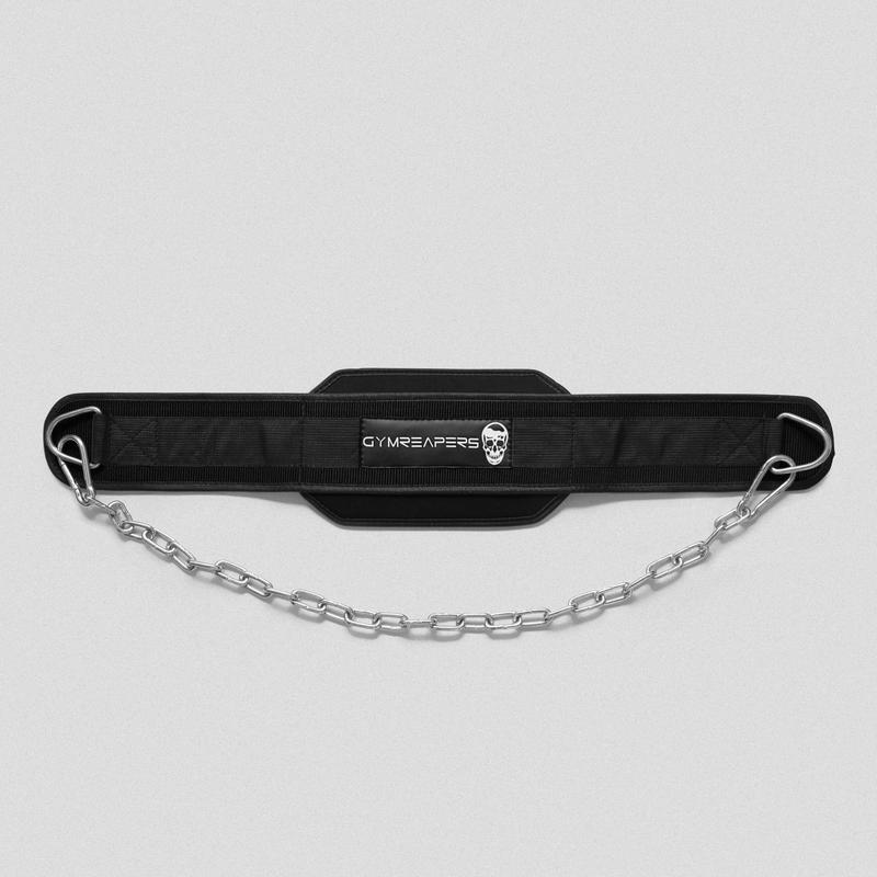 GYMREAPERS Dip Belt with Heavy-Duty Steel Chain for Weighted Dips, Chin-Ups & Squats - Black