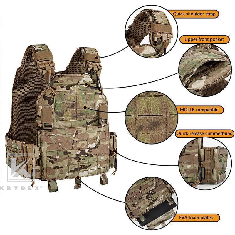 KRYDEX Quick Release Molle Plate Carrier Body Armor Airsoft Tactical Combat Vest With Plates tactical vest