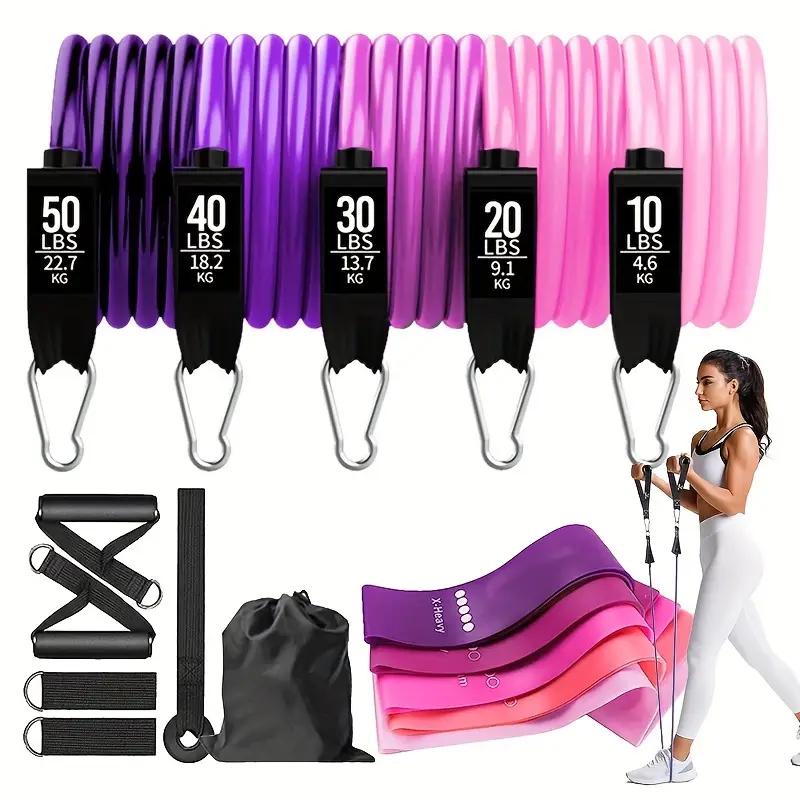 Resistance Bands Set For Working Out, 150LBS Exercise Bands, Workout Bands With Handles, Legs & Ankle Straps For Muscle Training, Body Shaping & Physical Therapy