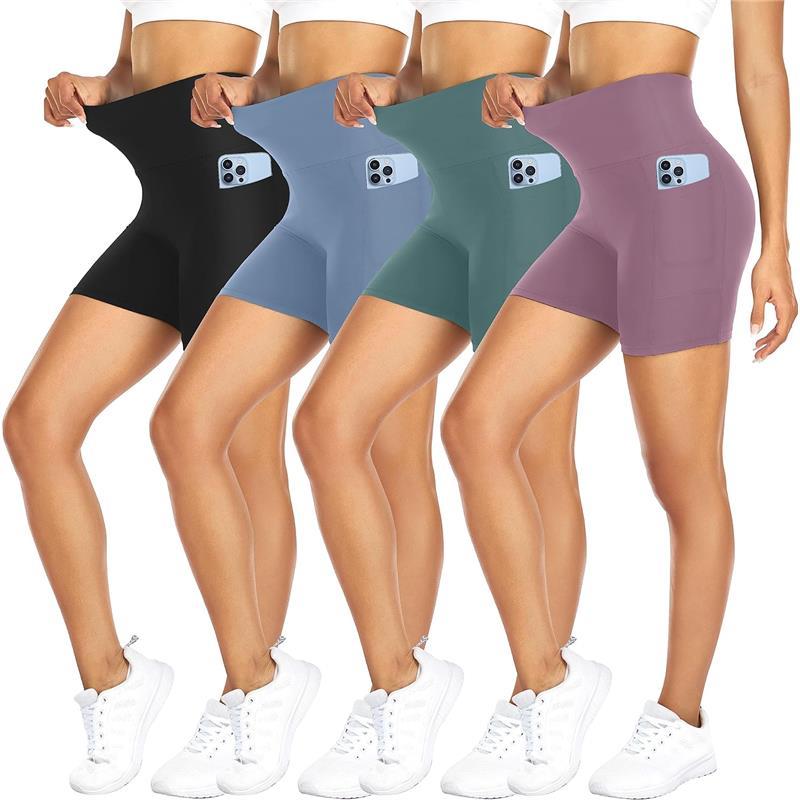 4 Pack Biker Shorts for Women with Pockets – 5