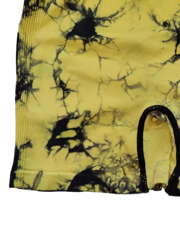 Women's Tie Dye Print High Waist Sports Shorts, Casual Comfy Breathable High Stretch Seamless Skinny Shorts for Yoga Gym Workout Running, Ladies Gym Shorts Sportswear for Summer