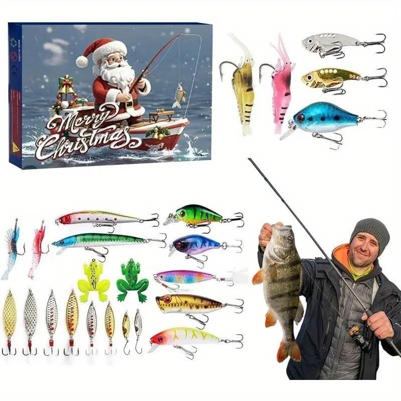 Fishing Lure Blind Box, 1 Set 24 Days Countdown Fishing Lure Advent Calendar, Fishing Gift, Fishing Supplies, Party Gifts