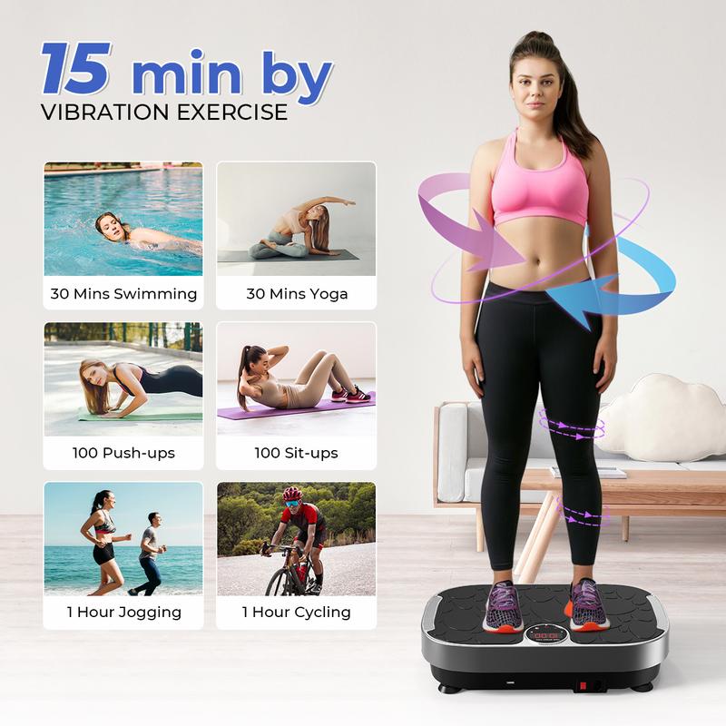 RELIFE REBUILD YOUR LIFE Vibration Plate with USB Speaker Fitness Vibrating Platform Exercise Machine Lymphatic Drainage, Women Men Full Body Shaker