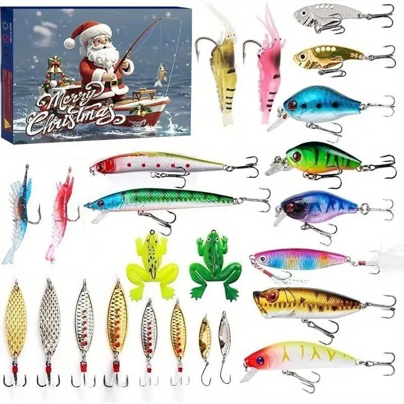 Fishing Lure Blind Box, 1 Set 24 Days Countdown Fishing Lure Advent Calendar, Fishing Gift, Fishing Supplies, Party Gifts