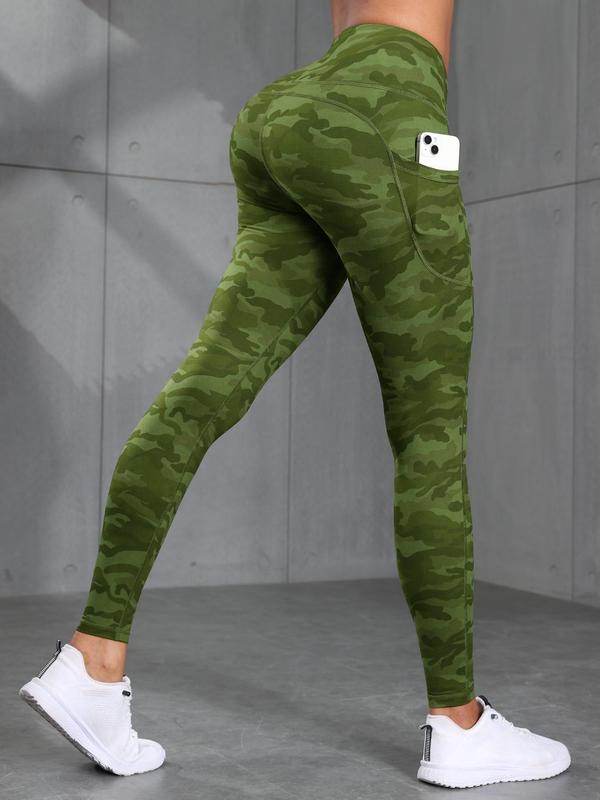 Women's Camo Print Pocket High Waist Leggings, Casual Comfy Breathable Skinny Pants for Yoga Gym Workout Running, Ladies Bottoms for All Seasons, Black Girl Outfits, Leggings for Women, Leggings with Pockets